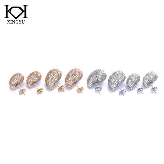 Brincos Duo Gotas Cravejadas XYS101965