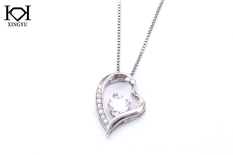 Colar prata coracao  925 e moissanite XYN101353