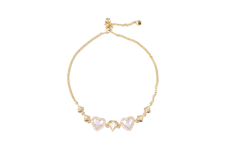 Pulseira Coracoes e e pedras lapidadas  DCG0923