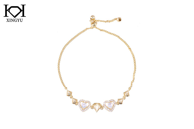 Pulseira Coracoes e e pedras lapidadas  DCG0923