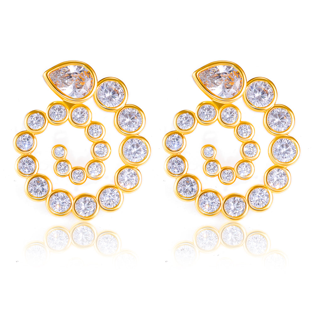 Brincos Espiral Cravejado DCG1079