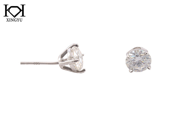 Brinco Ponto de Luz 7mm Prata 925 e moissanite XYE104880
