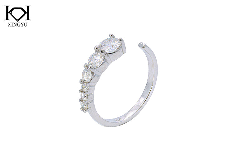 Anel Ajustavel Prata 925 e Moissanite XYR101497