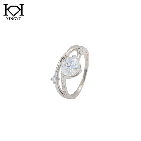 Anel Prata 925 e moissanite XYR101458