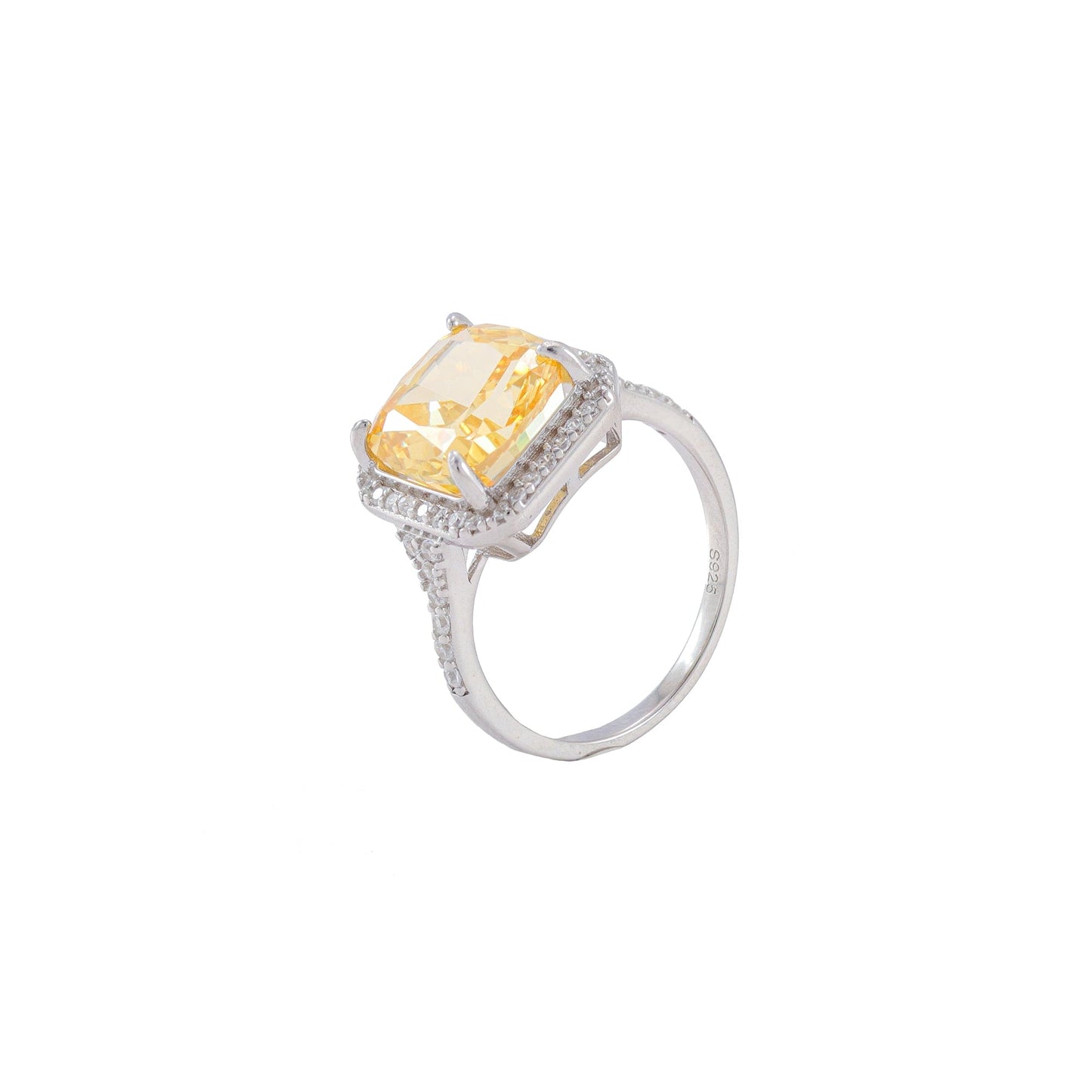 Anel Prata 925 e Diamante de Alto Carbono Yellow Fancy XYR101442
