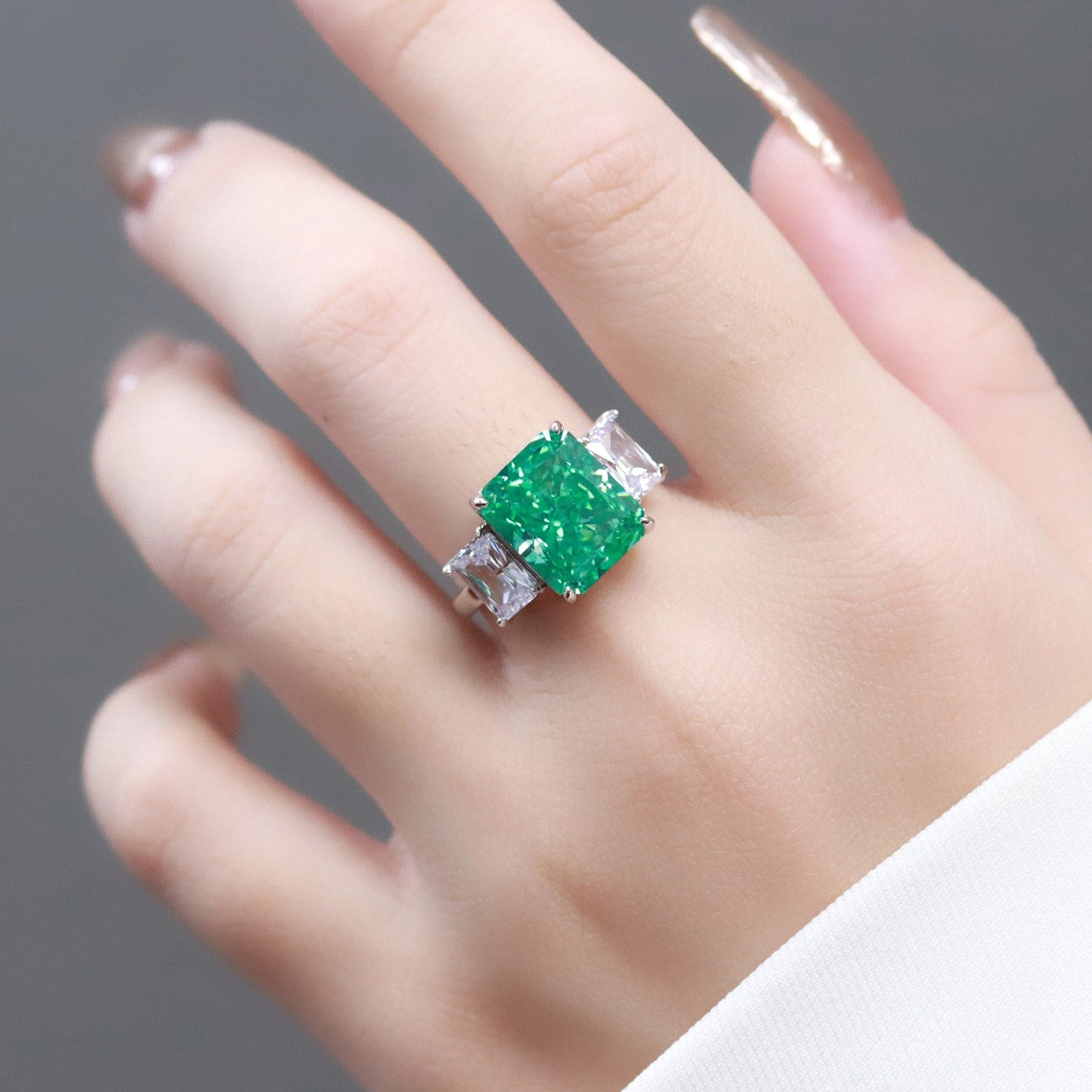 Anel Esplendor de alta fusão verde Esmeralda - Carbon Diamond XYR101439