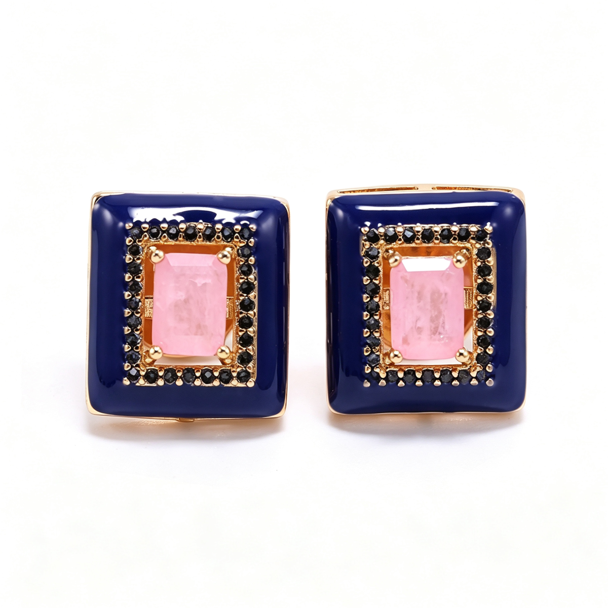 Brinco Moldura Deep Blue & Pink XYS100698
