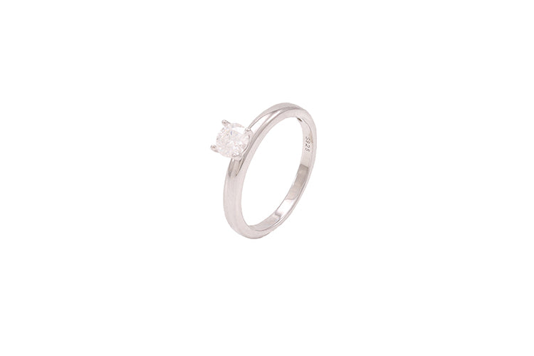 Anel Solitario Prata 925 e Moissanite KRS09571