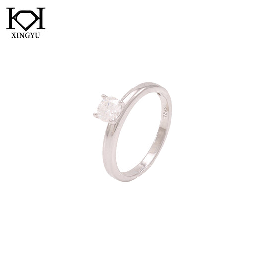 Anel Solitario Prata 925 e Moissanite KRS09571