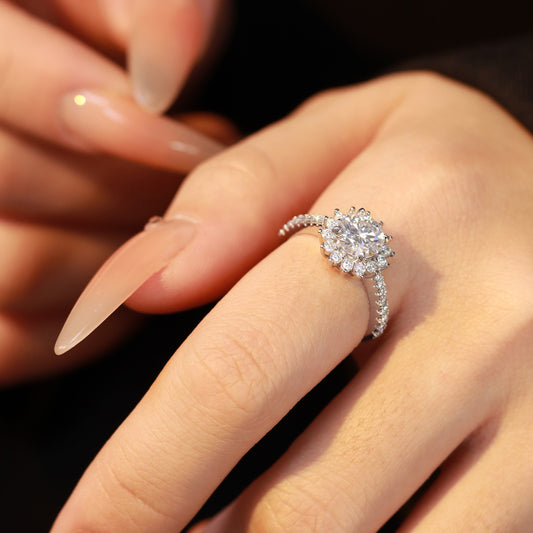 Anel Flor perfeita Prata 925 e moissanite XYR101491