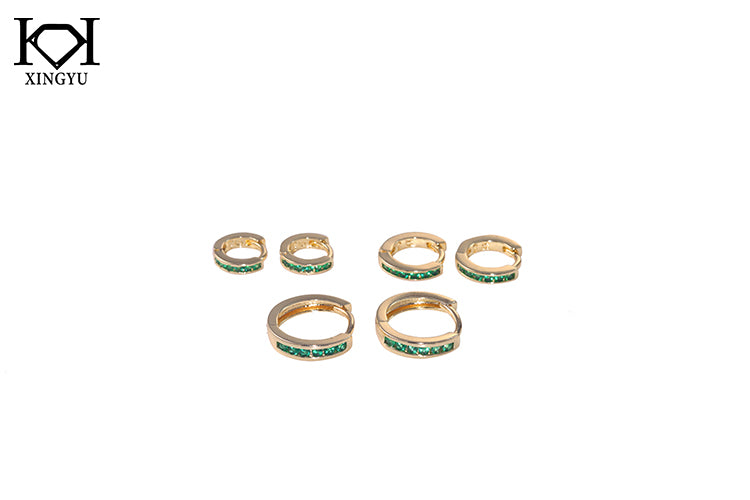 Trio de Argolinhas cravejadas Esmeralda DCG0429