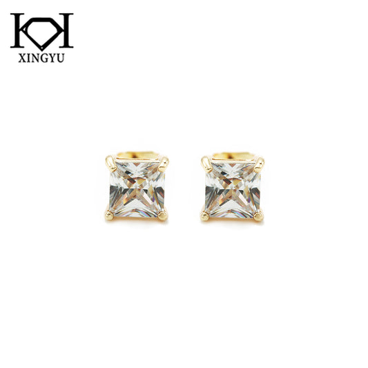 Brincos Quadrado Zirconia Cristal XYE101310