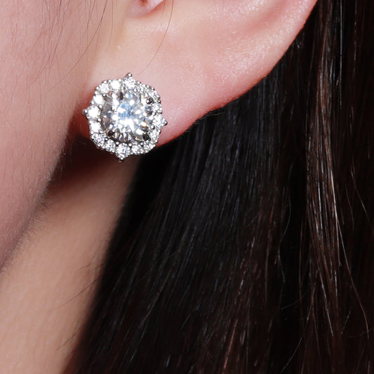 Brinco Quadrado Moissanite de Prata 925 XYE104860