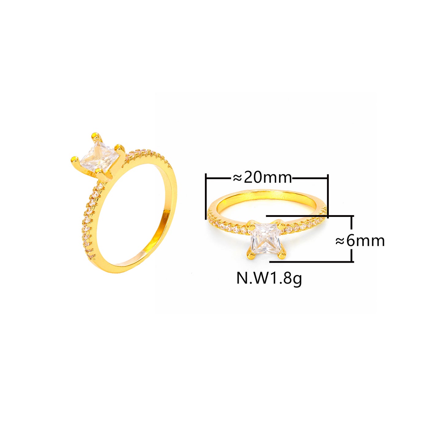 Anel solitario cravejado XYR102822