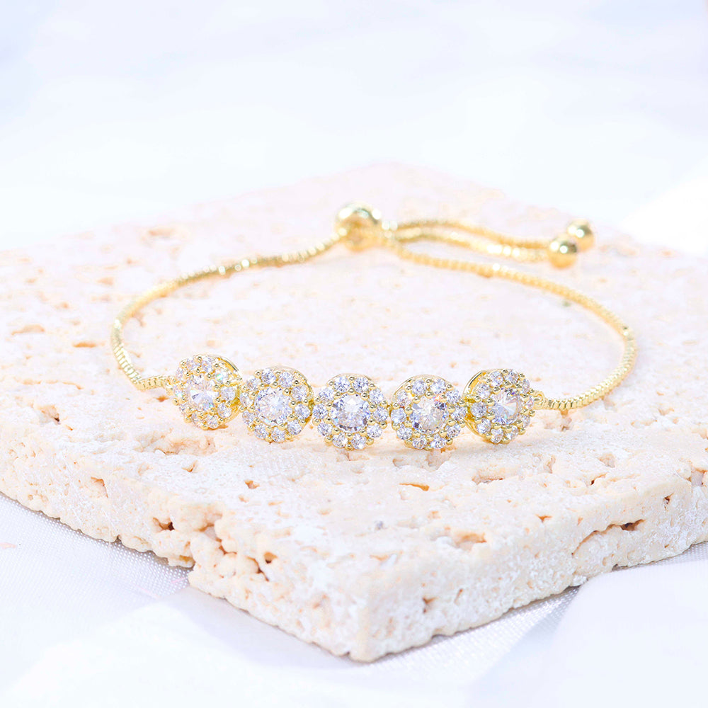 Pulseira flores em zirconia DCG0816