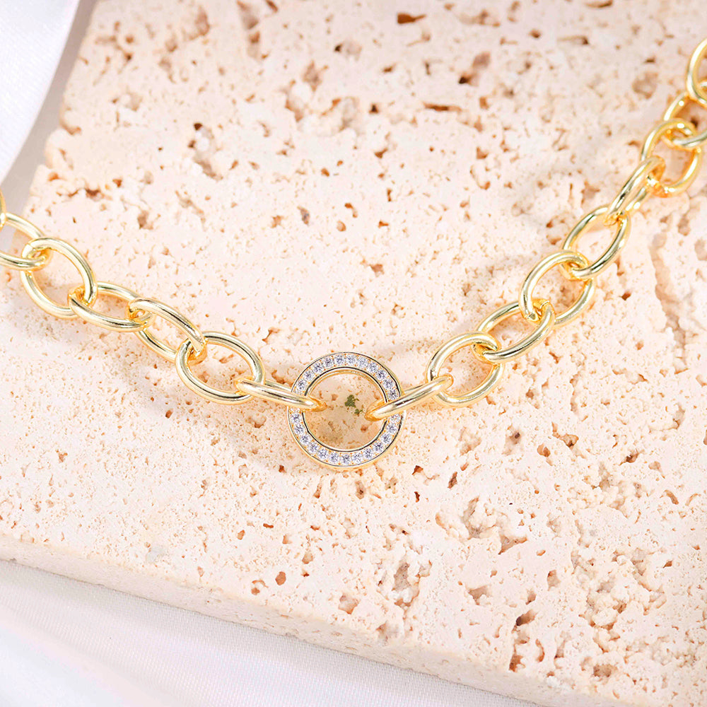 Pulseira elos lisos e cravejados luxo DCG0626