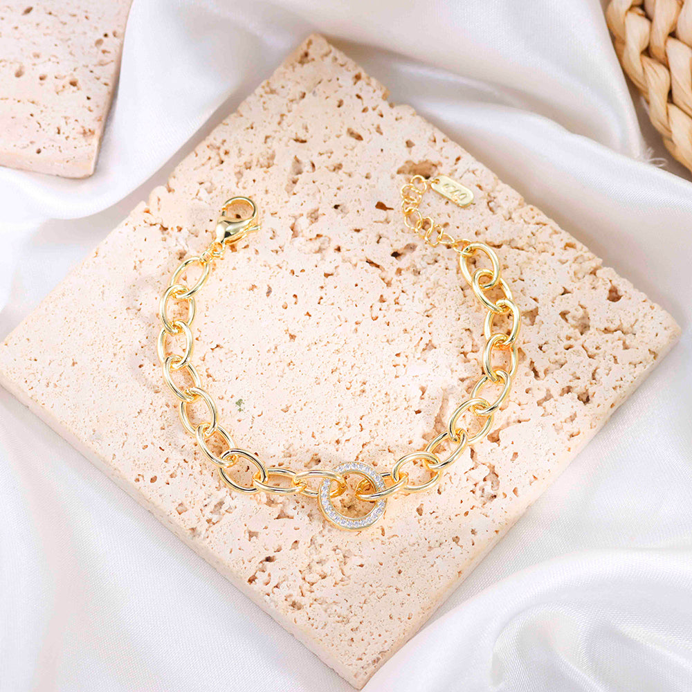 Pulseira elos lisos e cravejados luxo DCG0626