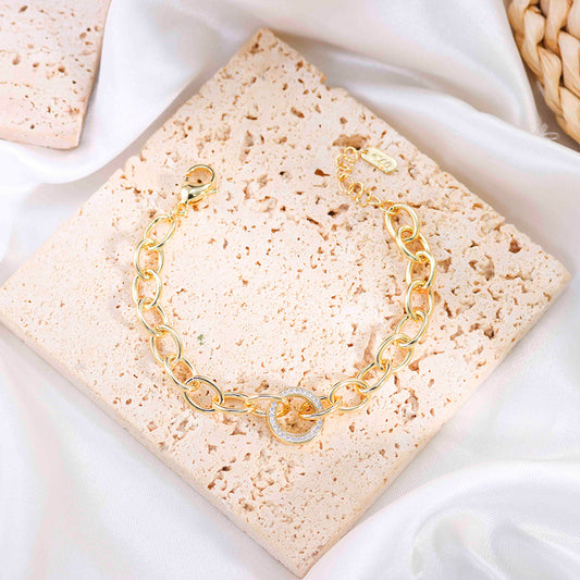 Pulseira elos lisos e cravejados luxo DCG0626