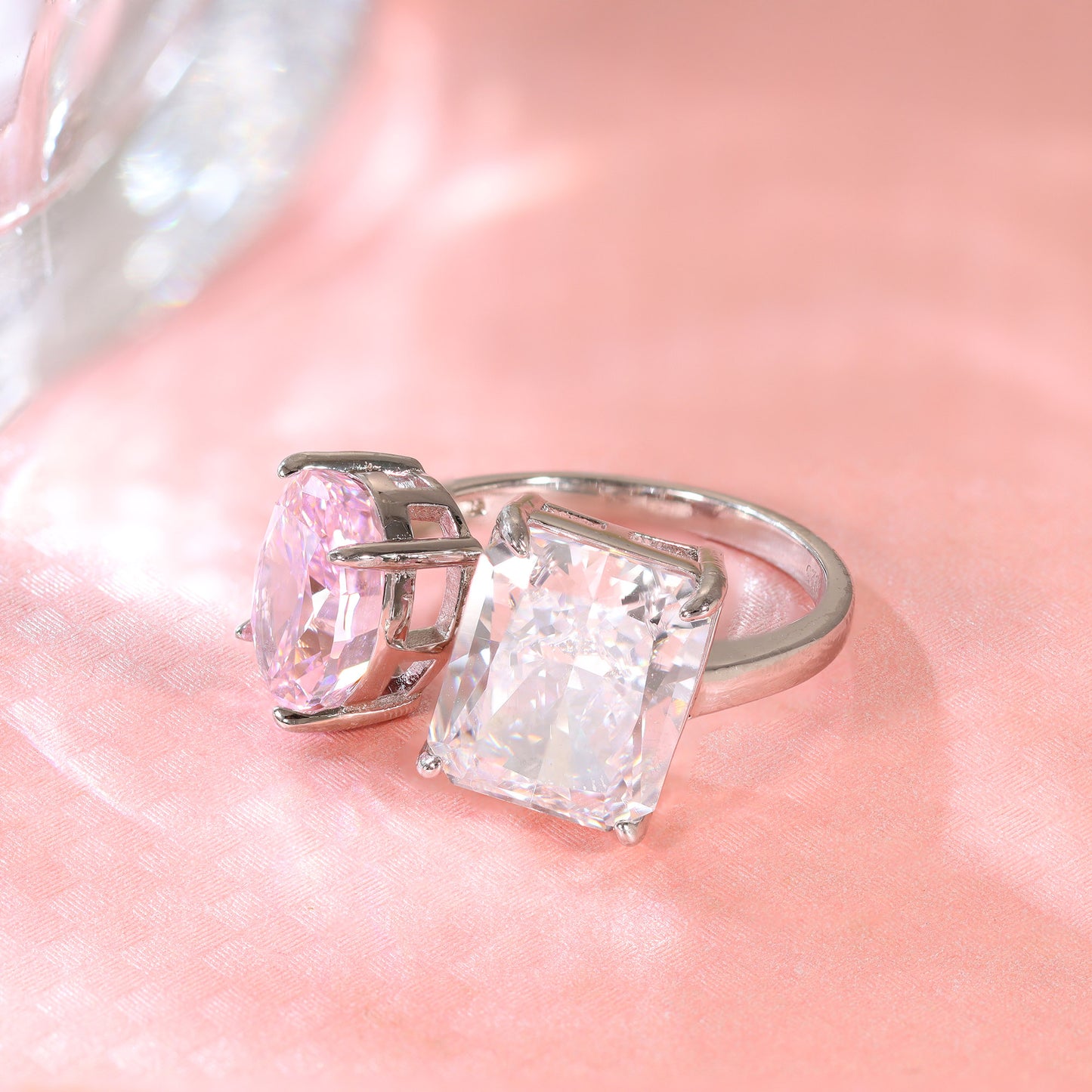 Anel Prata 925 pedra dupla ( Diamante de alto Carbono) XYR101487