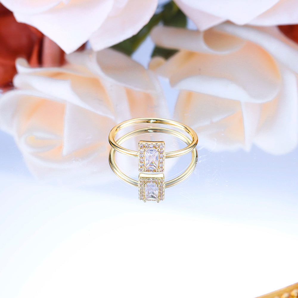 Anel solitario quadrado Luxo DCG0773