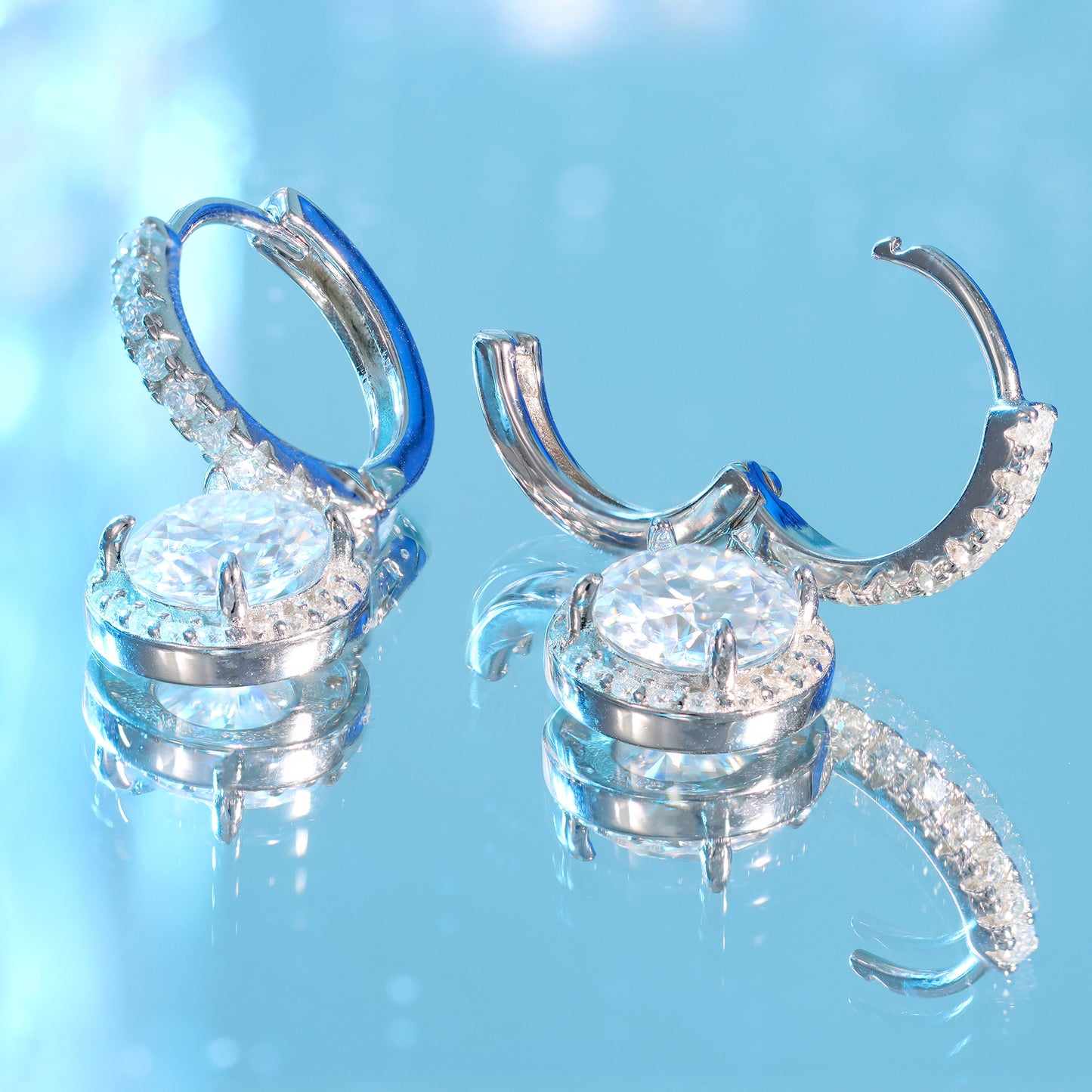 Brincos luxo e Luz Prata 925 e moissanite XYE104918