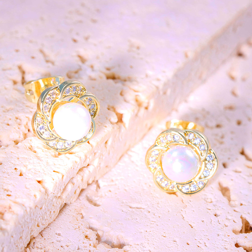 Conjunto Cravejado com perola Shell DCG0703