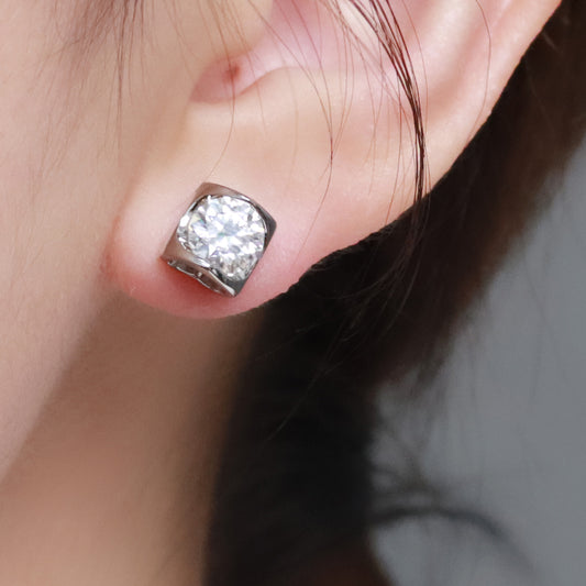 Brinco pedra Moissanite Coracao Prata 925 XYE104888