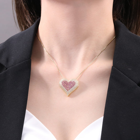Colar cravejado em forma de coração - XYS100623