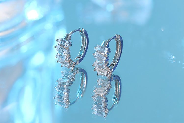 Brincos Argolinhas Prata 925 e Moissanite XYE104911