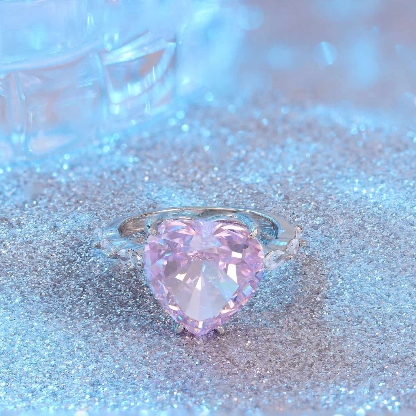 Anel Coração de Diamante Sintético - Prata 925 xyr101485-