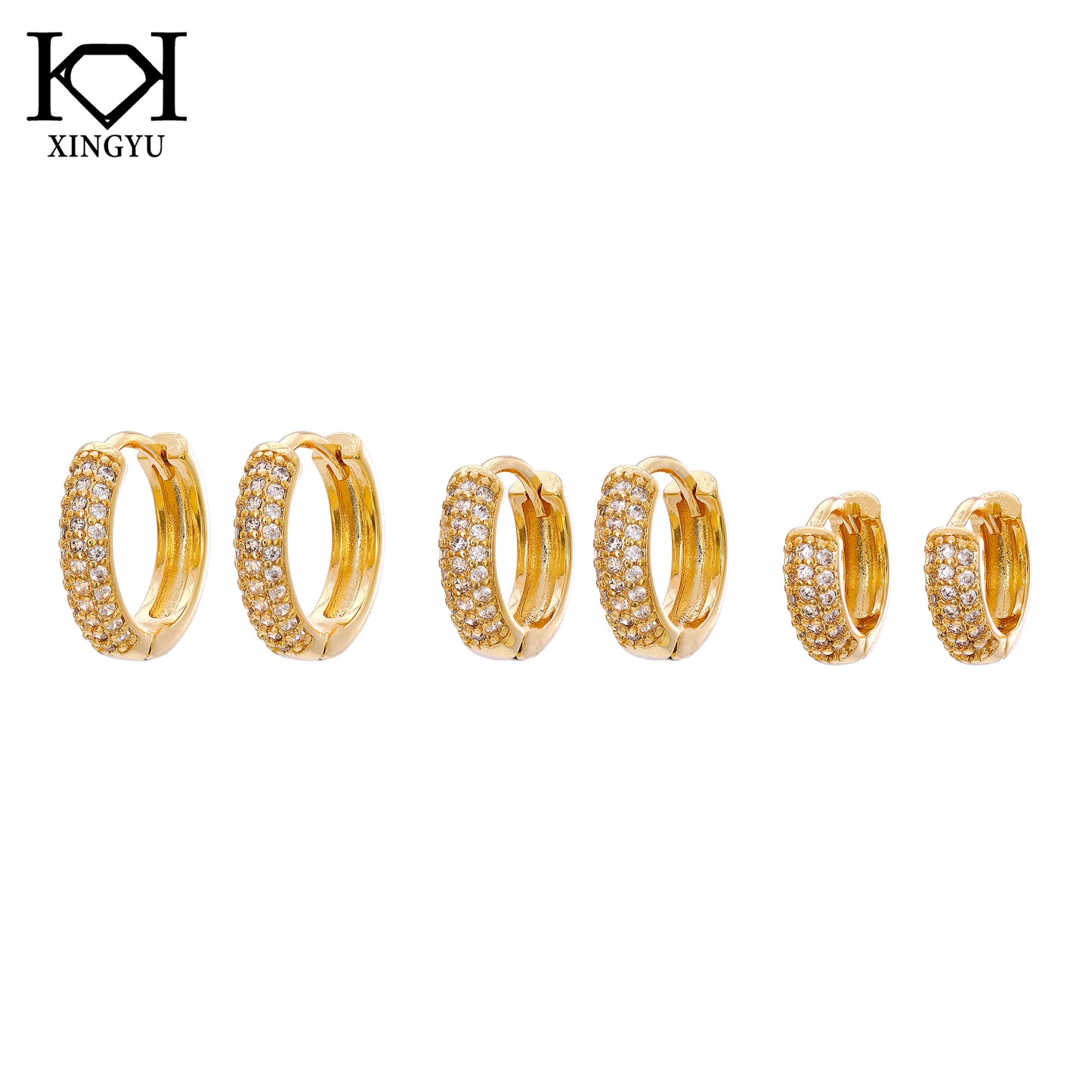 Trio de Argolinhas Cravejadas XYS100802