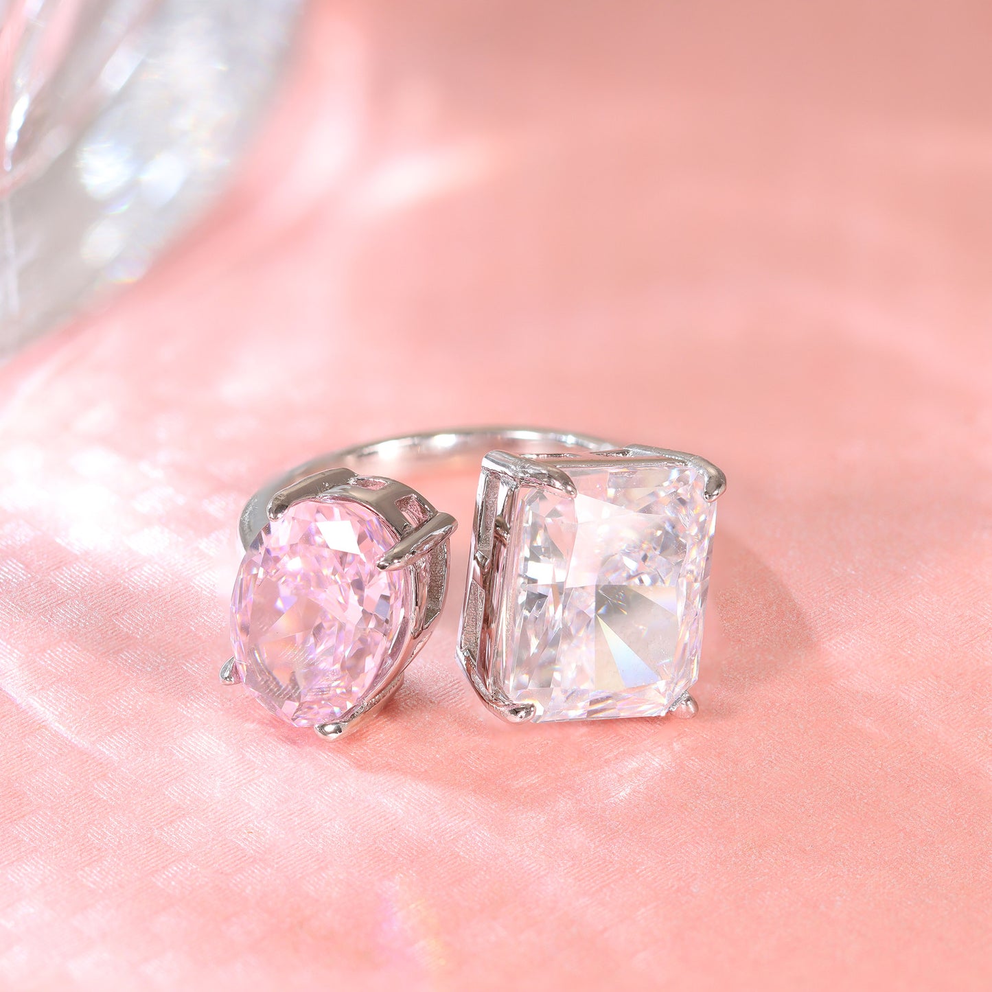 Anel Prata 925 pedra dupla ( Diamante de alto Carbono) XYR101487