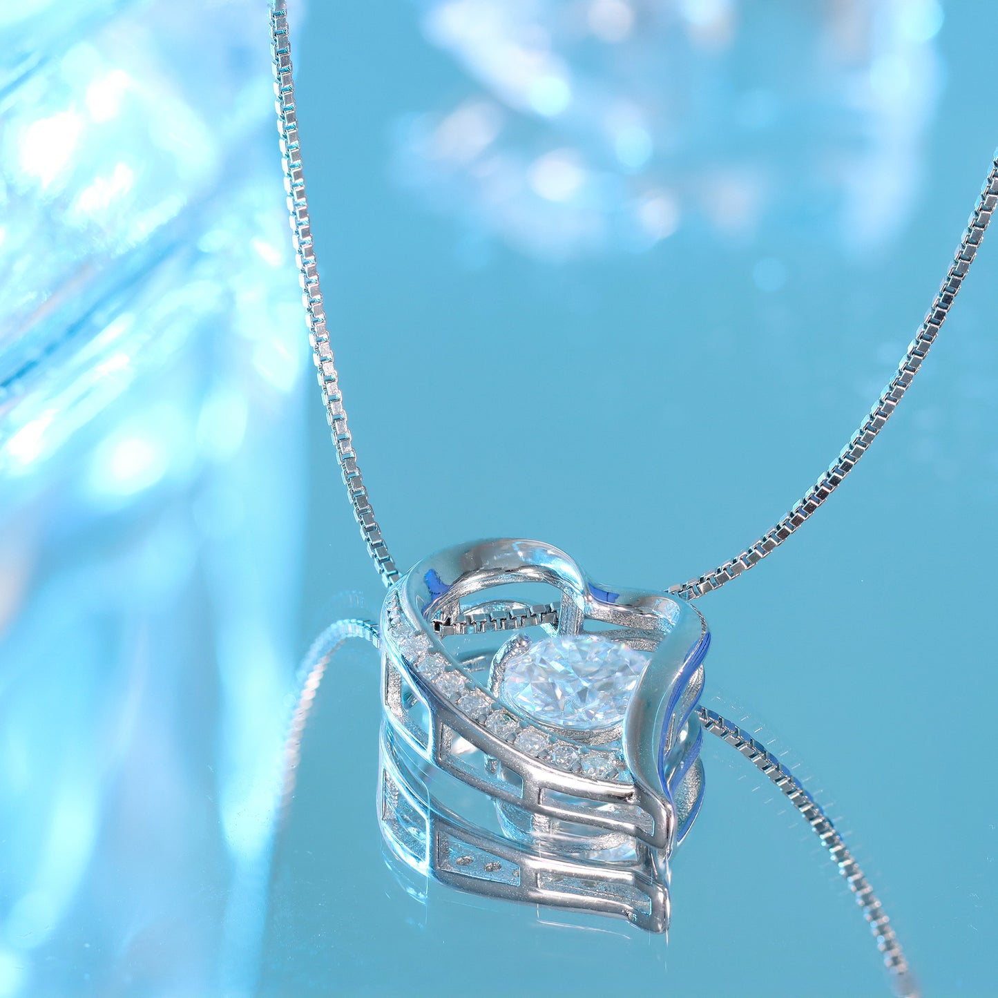 Colar prata coracao  925 e moissanite XYN101353