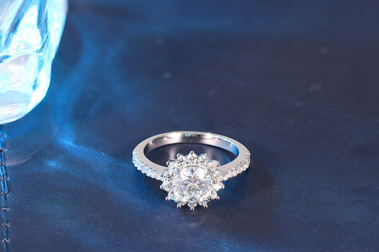 Anel Flor perfeita Prata 925 e moissanite XYR101491