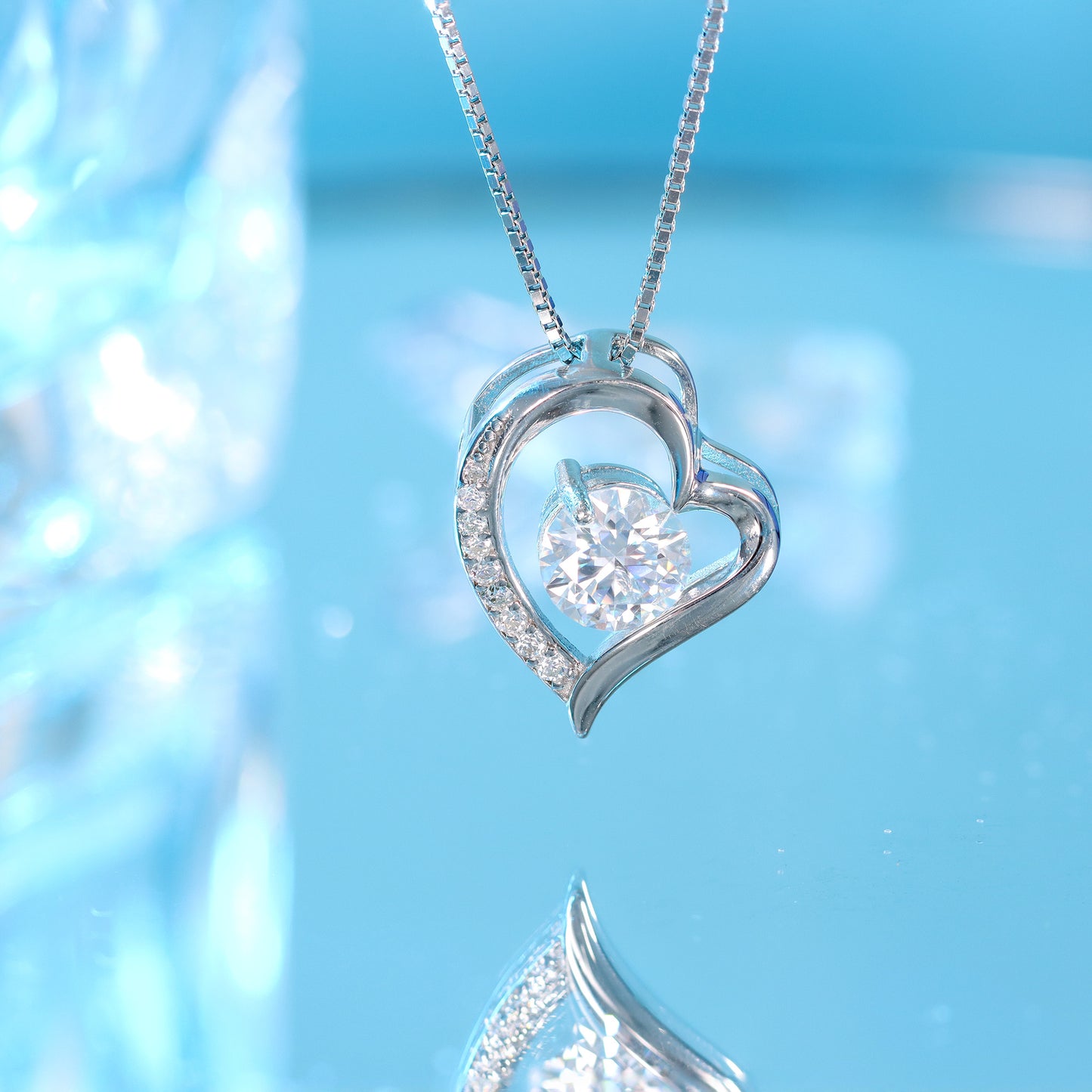 Colar prata coracao  925 e moissanite XYN101353