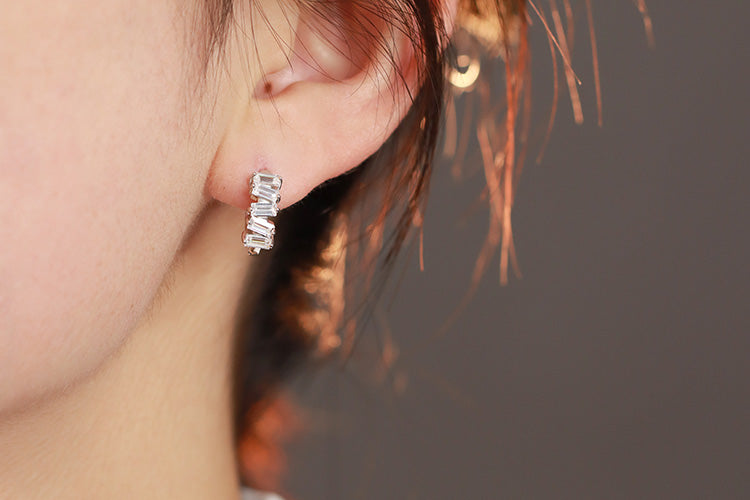 Brincos Argolinhas Prata 925 e Moissanite XYE104911
