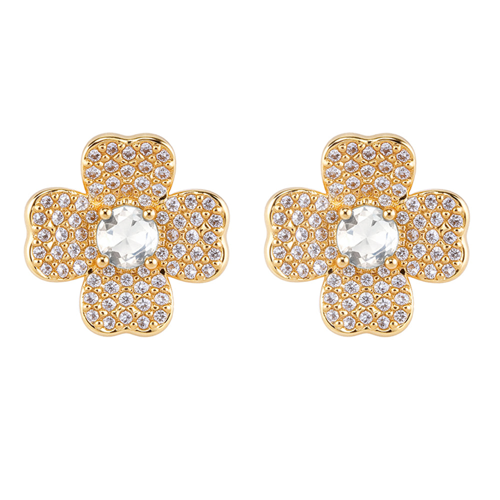 Brincos Flores Cravejadas Luxo XYS101866
