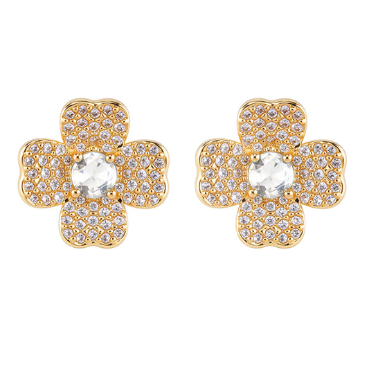 Brincos Flores Cravejadas Luxo XYS101866