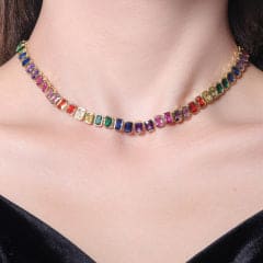 Colar Colorido Cravação Inglesa 38+5cm   XYS101211
