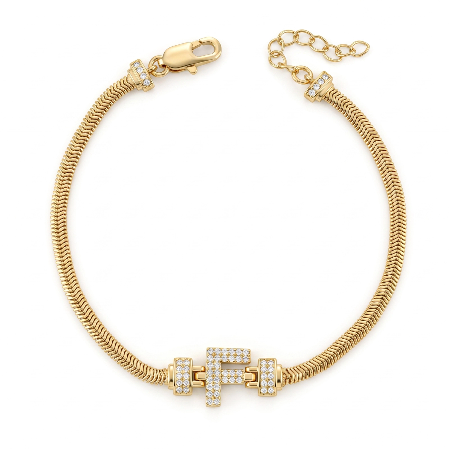 Pulseira Estilo Italiana Letra F DCG1933