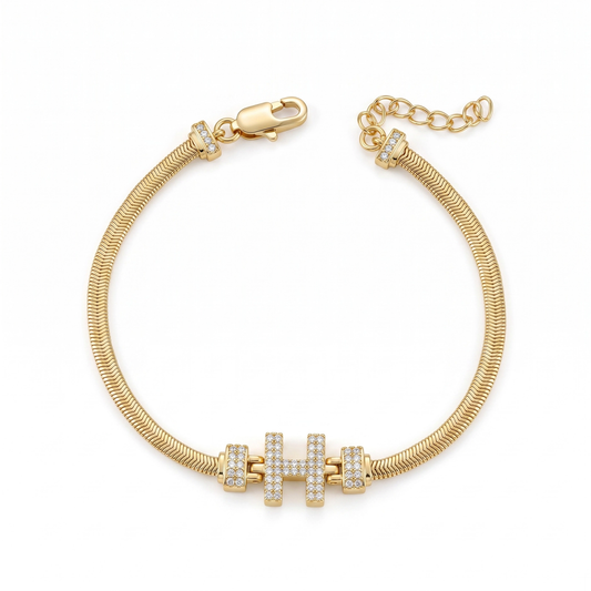 Pulseira Estilo Italiana Letra H DCG1933