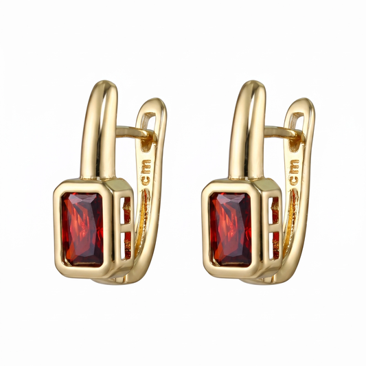 Brinco Argola Retangular Red Diamond DCG1914