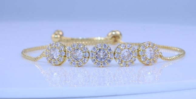 Pulseira flores em zirconia DCG0816