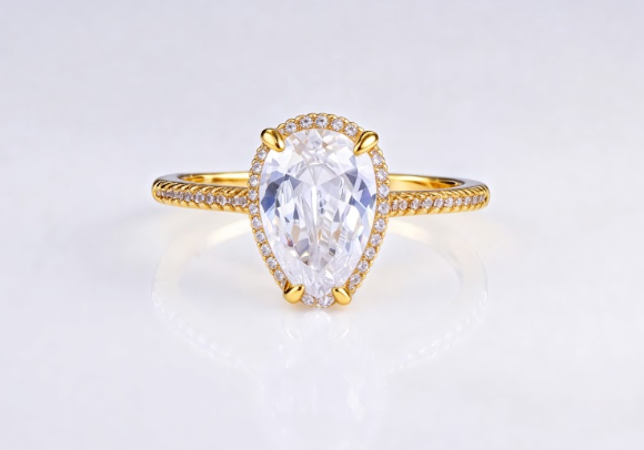 Anel Solitario gota Lab Grown Ice Cut  DCG1519-1