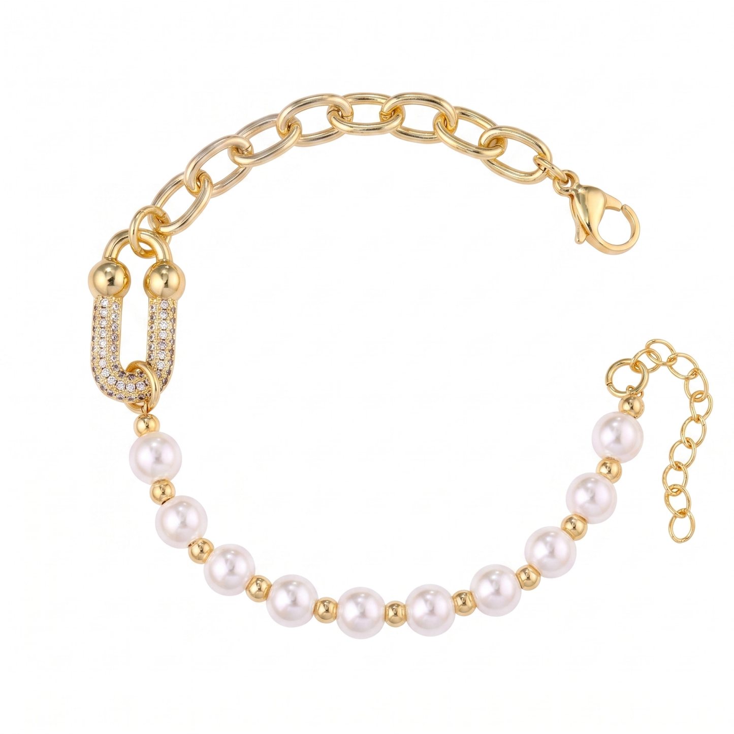 Pulseira De Elos e Pérolas DCG1835