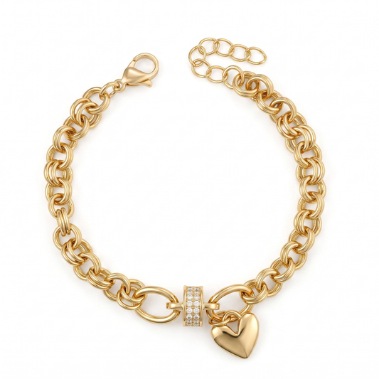 Pulseira Elos Pingente Coração DCG1837