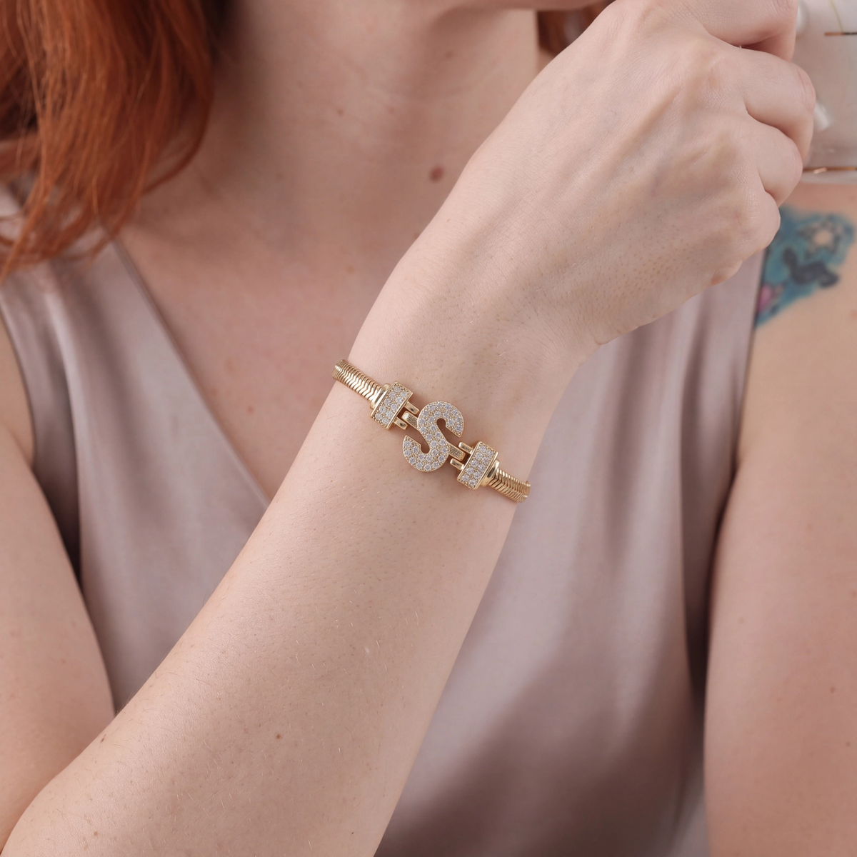 Pulseira Estilo Italiana Letra   DCG1933