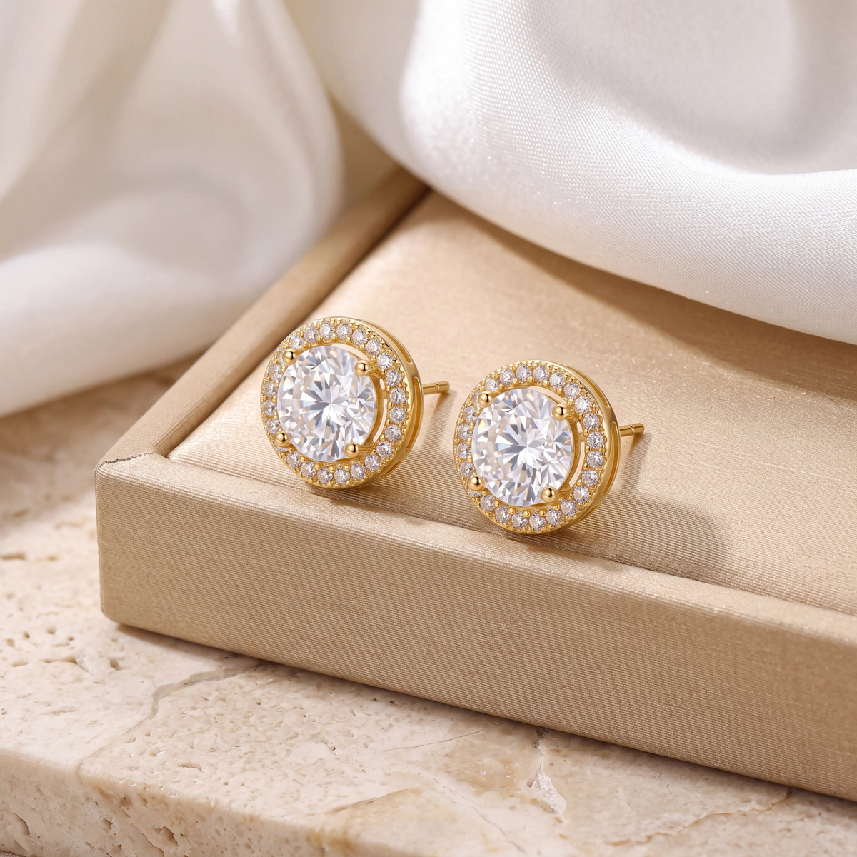 Brincos Round Moissanite EBG0147