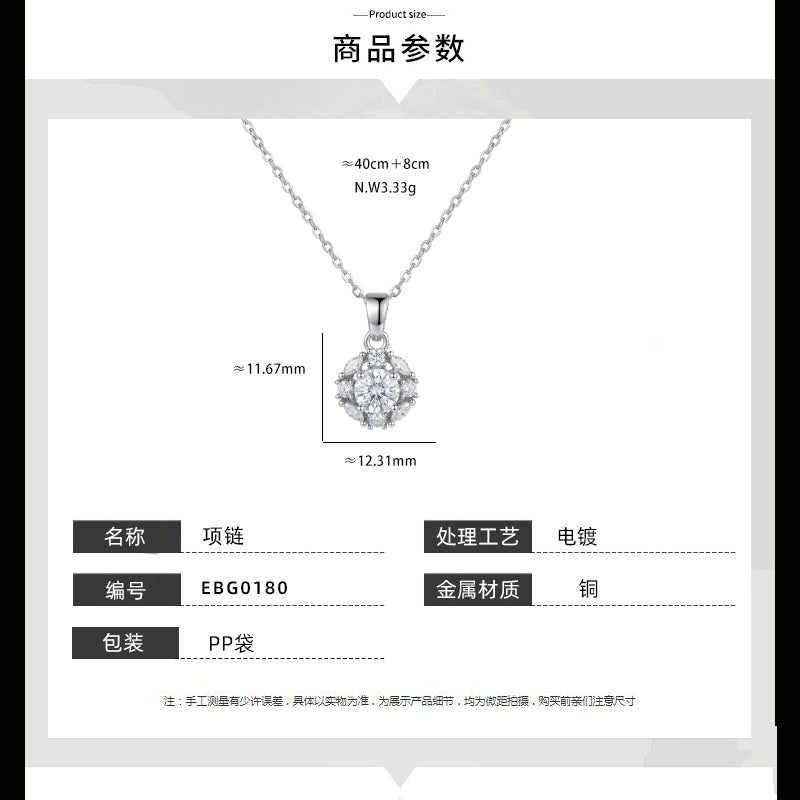 Colar com pingente Moissanite Brilho EBG0180