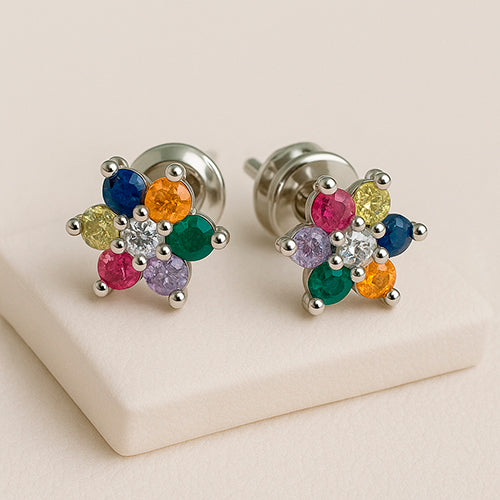 Brinco Flor cravejada mix color DCG0282